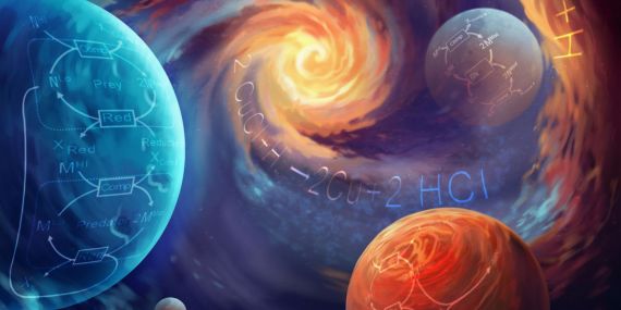 Illustration of planets with scientific 